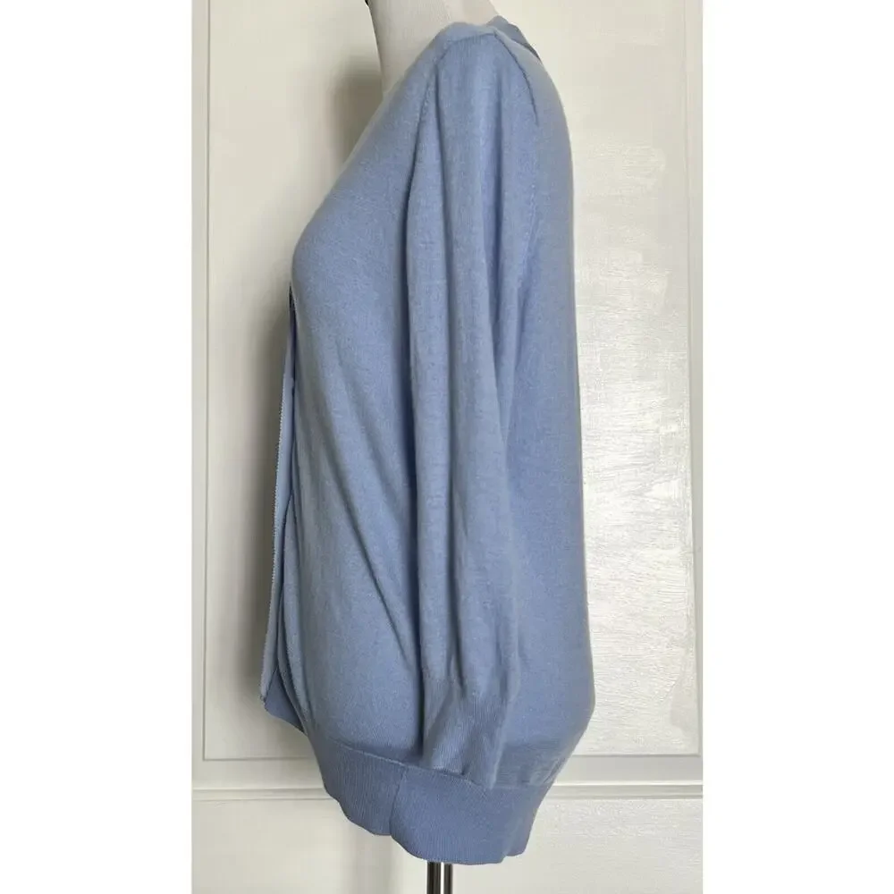 ANN TAYLOR Petites Periwinkle Lightweight Button Front Sweater Cardigan Blouse M - Picture 2 of 7